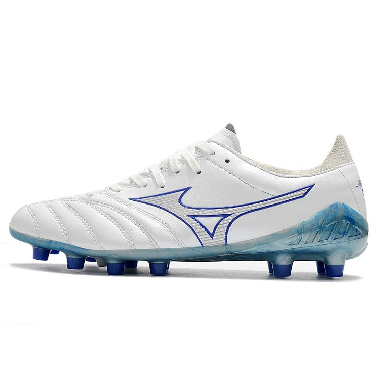 Chuteira Campo Mizuno Morelia Neo Made In Japan FG Branca/Azul