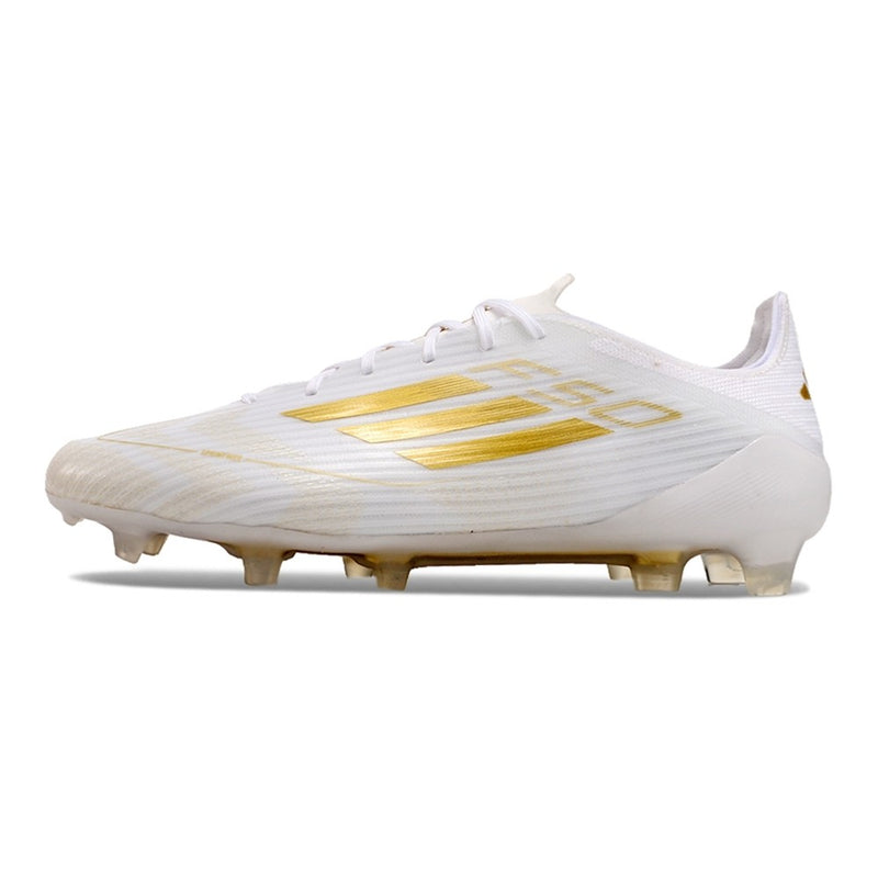 Chuteira Adidas F50 Campo Branca/Dourado