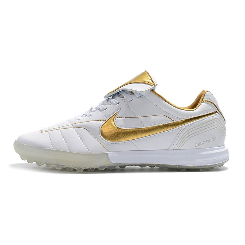 Chuteira Nike TiempoX Legend 7 Society R10 Branco Dourado